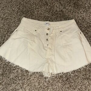 White flare shorts